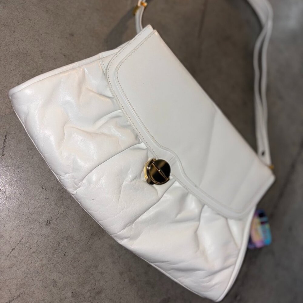 Vintage White Genuine Leather Purse